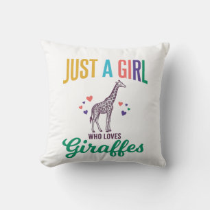 Just a Girl Who Loves Giraffes Vintage Vector Desi Throw Pillow