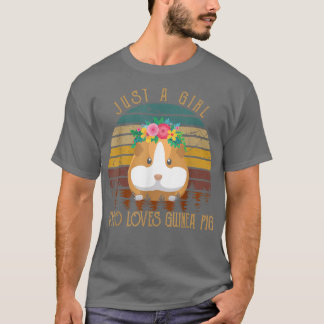 Just A Girl Who Loves Guinea Pig Flowers Vintage A T-Shirt