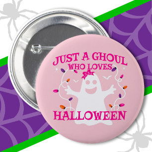 Just A Girl Who Loves Halloween Cute Pink Ghost 2 Inch Round Button