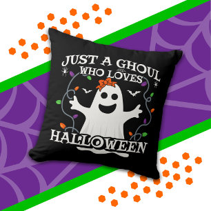 Just A Girl Who Loves Halloween Funny Halloween Throw Pillow