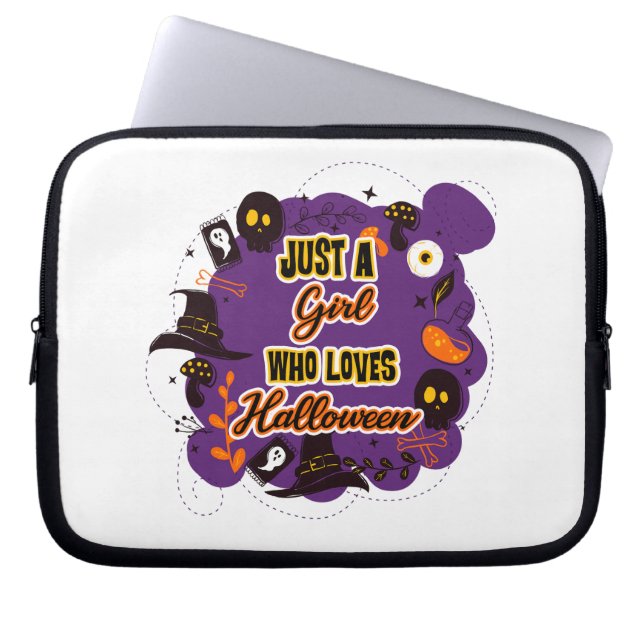 Just A Girl Who Loves Halloween Laptop Sleeve (Front)
