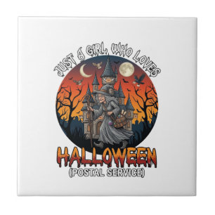 Just A Girl Who Loves Halloween Postal Service Wit Tile
