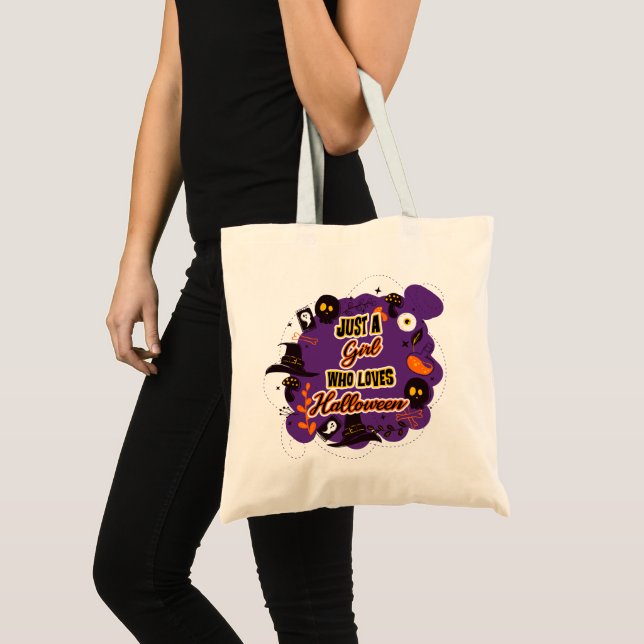 Just A Girl Who Loves Halloween Tote Bag (Front (Product))