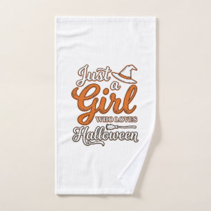 Just a Girl Who Loves Halloween Vector Design_1 Hand Towel