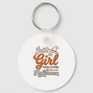 Just a Girl Who Loves Halloween Vector Design_1 Keychain