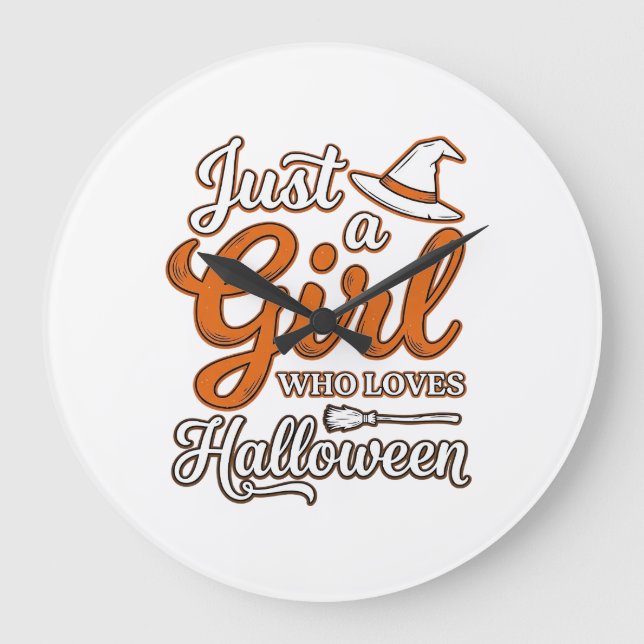 Just a Girl Who Loves Halloween Vector Design_1 Large Clock (Front)