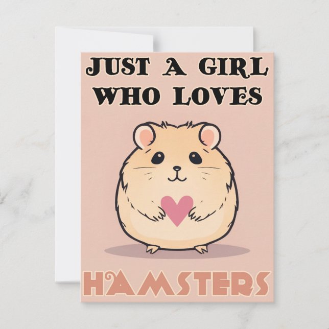 Just A Girl Who Loves Hamsters, Cute Hamster Thank You Card (Front)