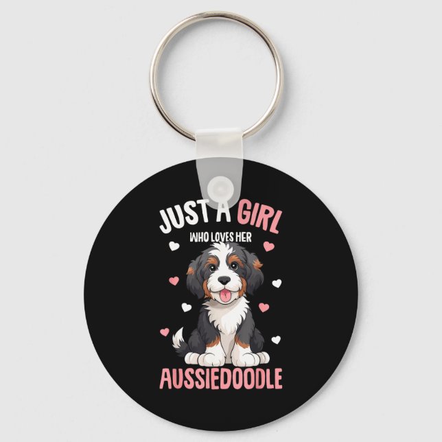 Just A Girl Who Loves Her Aussiedoodle Aussie Dood Keychain (Front)
