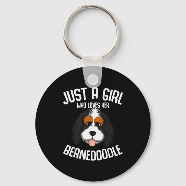Just A Girl Who Loves Her Bernedoodle Dog Girls  Keychain (Front)