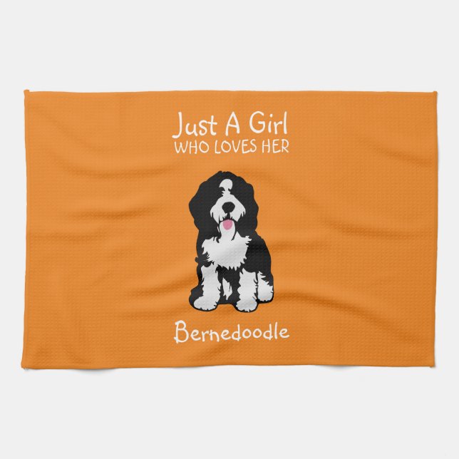 Just a girl who loves her Bernedoodle Kitchen Towel (Horizontal)