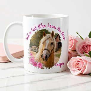Just A Girl Who Loves Her Horse Pink Photo Mug