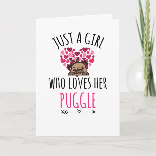 Just A Girl Who Loves Her Puggle Gifts Puggle Love Card (Front)