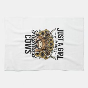 Just A Girl Who Loves Highland Cows Vintage Design Kitchen Towel