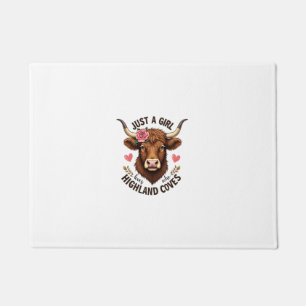 Just A Girl Who Loves Highland Cows Vintage Floral Doormat