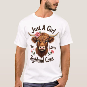 Just A Girl Who Loves Highland Cows Vintage Floral T-Shirt