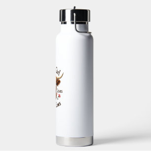 Just A Girl Who Loves Highland Cows Vintage Floral Water Bottle
