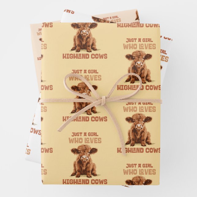 Just a girl who loves Highland Cows Wrapping Paper Sheet (In situ)