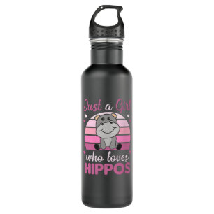 Just A Girl Who Loves Hippos Cute Hippo 710 Ml Water Bottle