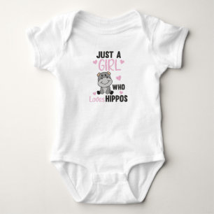 Just A Girl Who Loves Hippos Cute Hippo Baby Bodysuit