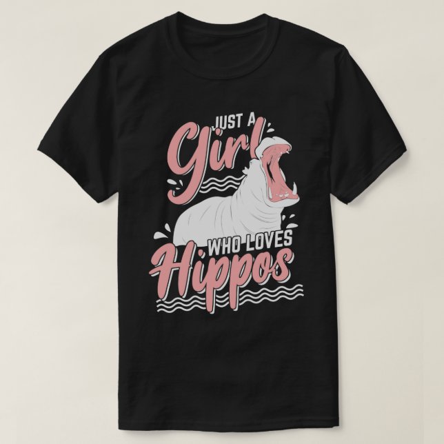 Just A Girl Who Loves Hippos  T-Shirt (Design Front)
