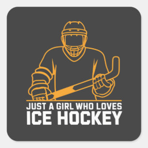 Just A Girl Who Loves Hockey Ice Hockey Funny Square Sticker