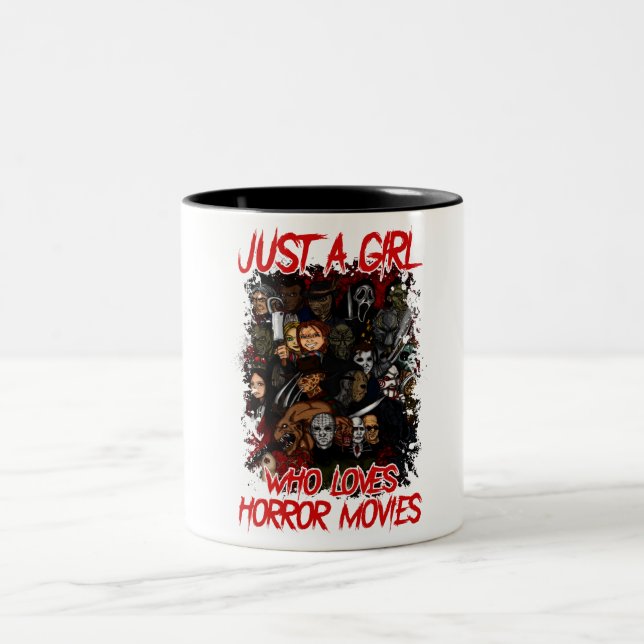 Just A Girl Who Loves Horror Movies  Two-Tone Coffee Mug (Center)