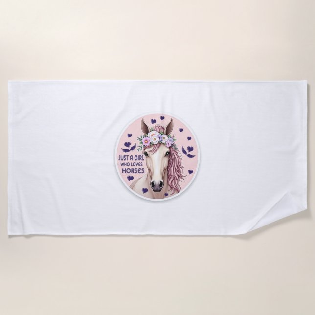 Just a Girl Who Loves Horses (2) Beach Towel (Front)