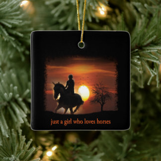just a girl who loves horses ceramic ornament