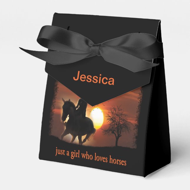 just a girl who loves horses favor box (Front Side)