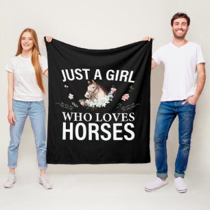 Just A Girl Who Loves Horses Floral     Fleece Blanket