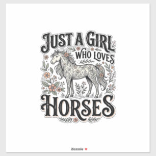 Just a Girl Who Loves Horses Floral Vintage Design