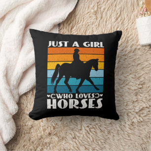 Just a Girl Who Loves Horses Funny Horse Owner  Throw Pillow