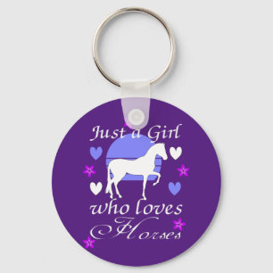 Just A Girl Who Loves Horses in Purple   Keychain