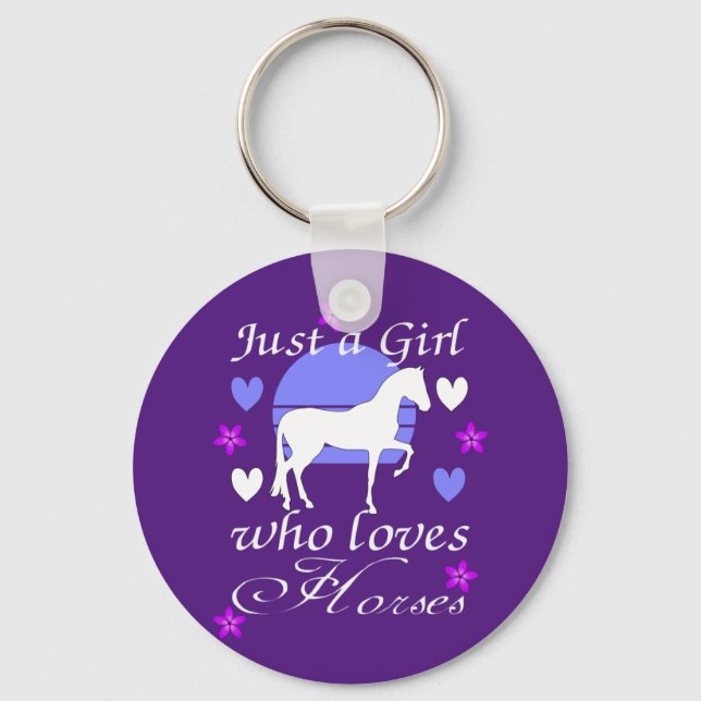Just A Girl Who Loves Horses in Purple   Keychain (Front)