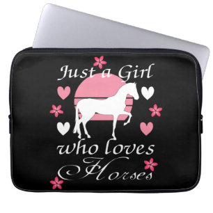 Just A Girl Who Loves Horses in Rose Pink   Laptop Sleeve