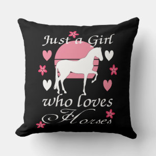 Just A Girl Who Loves Horses in Rose Pink Throw Pillow