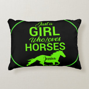 Just A Girl Who Loves Horses Personalized   Accent Pillow