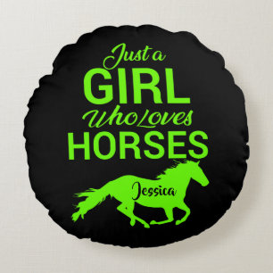 Just A Girl Who Loves Horses Personalized   Round Pillow