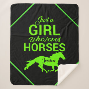 Just A Girl Who Loves Horses Personalized  Sherpa Blanket