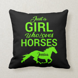 Just A Girl Who Loves Horses Personalized    Throw Pillow