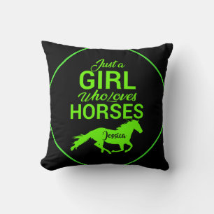 Just A Girl Who Loves Horses Personalized   Throw Pillow