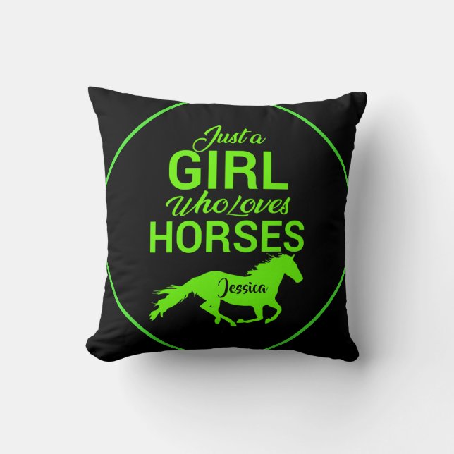 Just A Girl Who Loves Horses Personalized   Throw Pillow (Front)