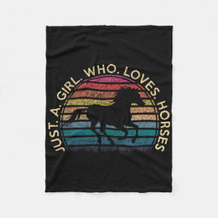 Just A Girl Who Loves Horses Retro Vintage Horseba Fleece Blanket