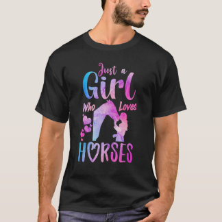 Just A Girl Who Loves Horses Riding Cute Horse Gir T-Shirt