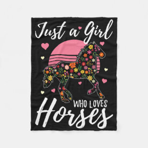 Just A Girl Who Loves Horses Shirt Women Horseback Fleece Blanket