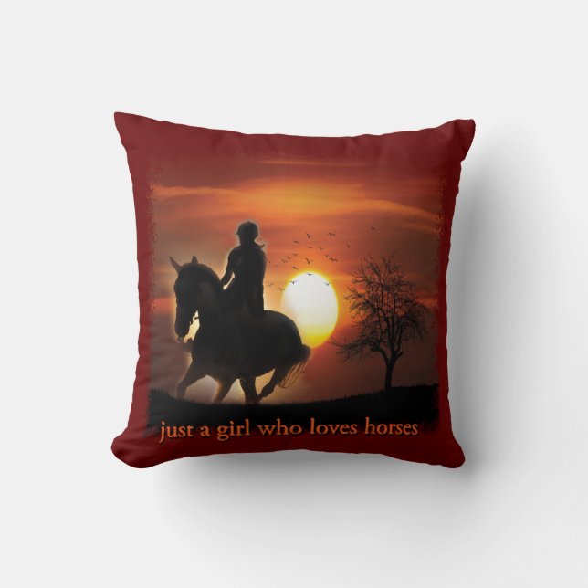 just a girl who loves horses throw pillow (Front)