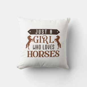 Just A Girl Who Loves Horses Throw Pillow