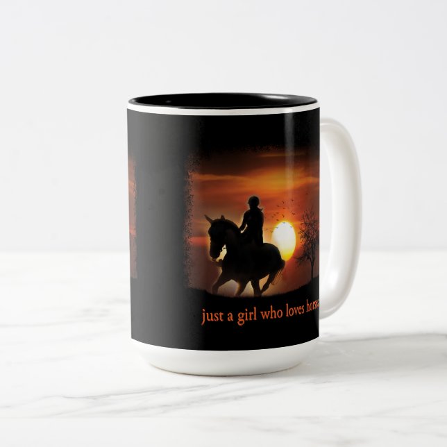 just a girl who loves horses Two-Tone coffee mug (Front Right)