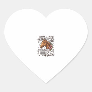 Just A Girl Who Loves Horses Vintage Horse Design Heart Sticker