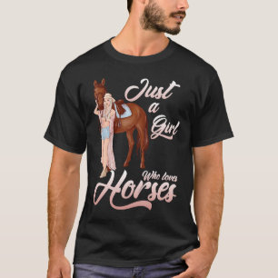 Just A Girl Who Loves Horses Watercolor Horse Hors T-Shirt